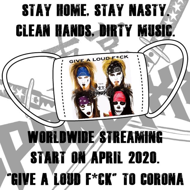 spandixxx's tweet photo. Stay Homeが求められるこの時代に
“GIVE A LOUD F*CK”
満を持して全世界配信！
配信日等の詳細は後日...

#StayHome #Corona #SupportNewMusic #tokyospandixxx #hairmetal #sleazerock #givealoudfuck #白塗り #heavymetal #hardrock #evansdrumheads #zildjian #peavey #peaveyjapan #DRstrings https://t.co/5CJmWSZYac