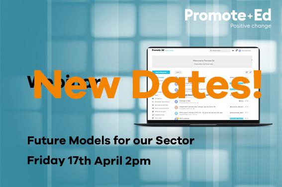 Promote_Ed's tweet image. New dates now announced!

Business Survival and Relaunch - 14th April 2pm
ESFA Subcontracting - 15th April 2pm
Marketing and Branding - 16th April 12pm
Future Models for our Sector - 17th April 2pm

ow.ly/lEJ750z49vq