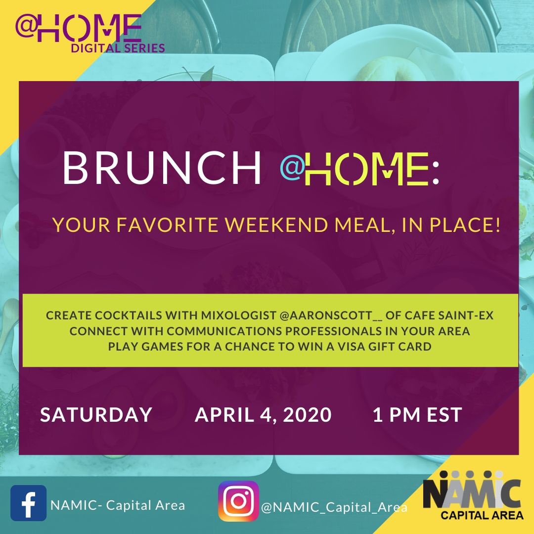 NAMIC_CapArea's tweet photo. Join @NAMIC_CapArea for our Brunch @Home virtual event this Saturday, April 4 at 1 pm ET. Register today! https://t.co/VbSOzrI5al https://t.co/ENPuk92kZt