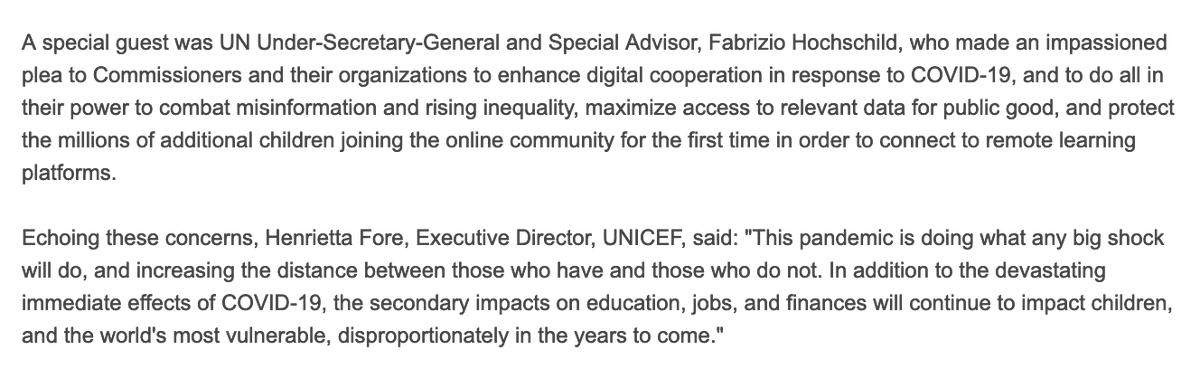 chrisfabian's tweet photo. digital inequality is inequality. internet access is vital for all.
full speed ahead on efforts to connect every young person to a safe, useful internet #GIGA @DoreenBogdan this week's @UNBBCom have put more wind in our sails https://t.co/0c4jAWfKDD @unicefchief @HochschildF https://t.co/IDe5eQfIMl