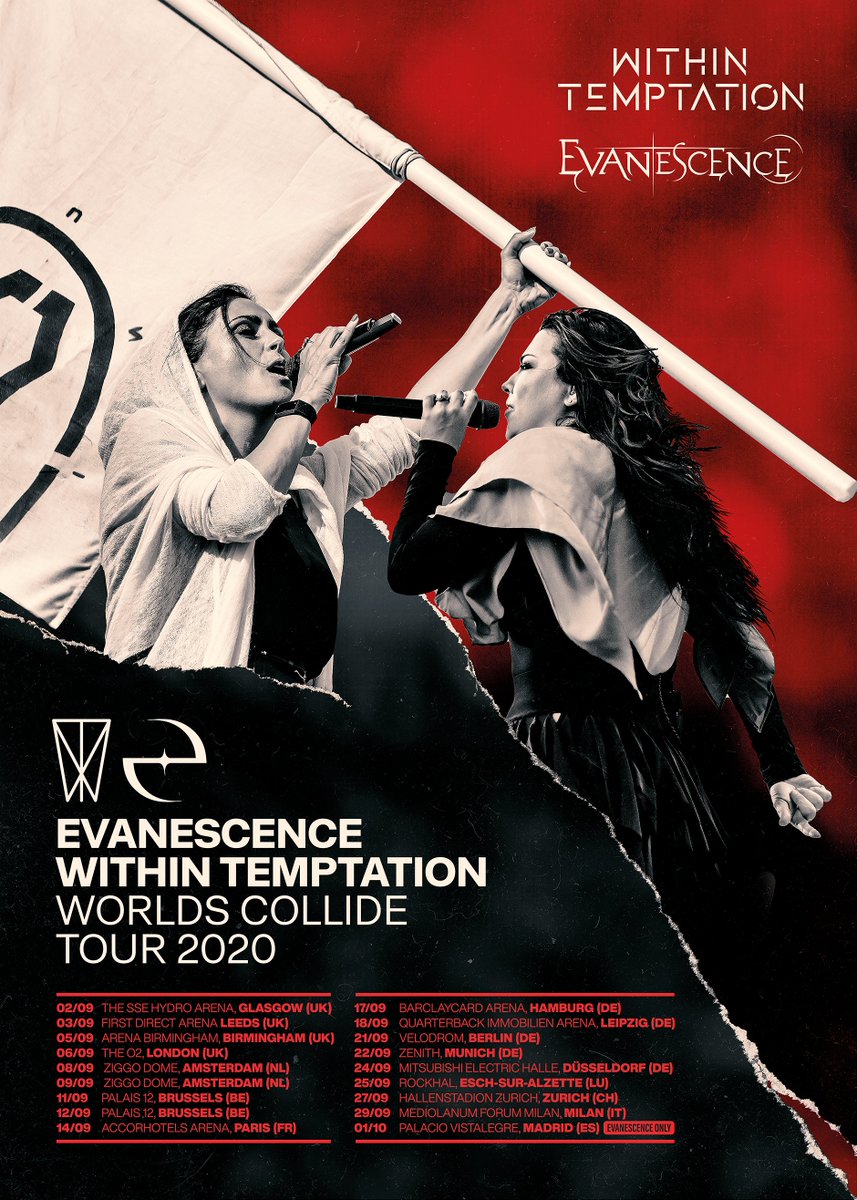 evanescence's tweet photo. As promised, almost every date on the Worlds Collide Tour has been rescheduled! We will have an update on Frankfurt shortly. This has been a whirlwind but we are all in this together and we are even more excited to get to you now... full dates &amp; info: https://t.co/pnyuszEpG3 https://t.co/nzyYlk1M4k