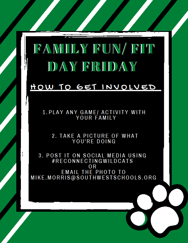 HarrisonWildcat's tweet photo. #ReconnectingWildcats week wraps up with #FitDayFriday. Show us what you are doing to stay active! It's also #FamilyFunFriday. What are you doing as a family to have fun during the quarantine? Post your pictures using the hashtag #ReconnectingWildcats! https://t.co/vVK6Ov4kqQ