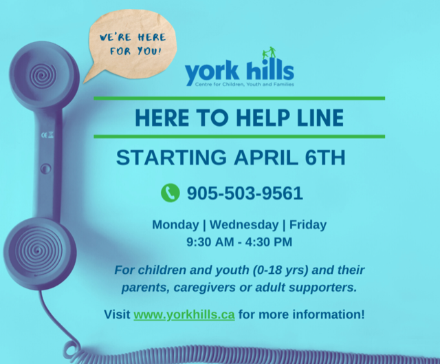 York Region DSB (@yrdsb) on Twitter photo Our partners <a href="/yorkhills/">York Hills Centre for Children, Youth and Families</a> have moved their services to a help line!
If you need to talk to someone, they're here to help. You can learn more about their services at yorkhills.ca Our partners <a href="/yorkhills/">York Hills Centre for Children, Youth and Families</a> have moved their services to a help line!
If you need to talk to someone, they're here to help. You can learn more about their services at yorkhills.ca