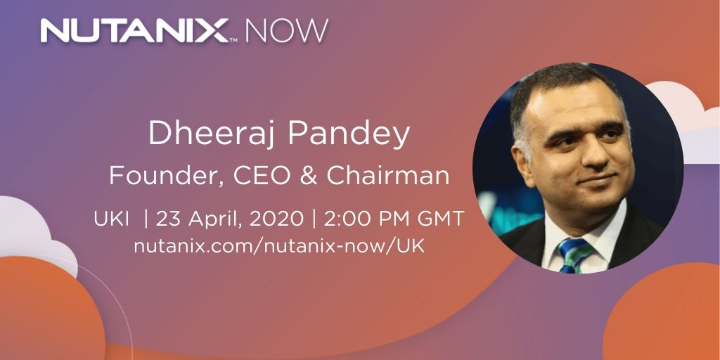 NutanixB's tweet photo. We’re very excited for our live event, Nutanix NOW. This 3-hour event is packed with expert keynotes and fresh perspectives, starting with our very own Dheeraj Pandey.  Register today to claim your spot. Register today https://t.co/f7pVhMWGfO #nutanixnow #HCI https://t.co/U2otx4YX0s