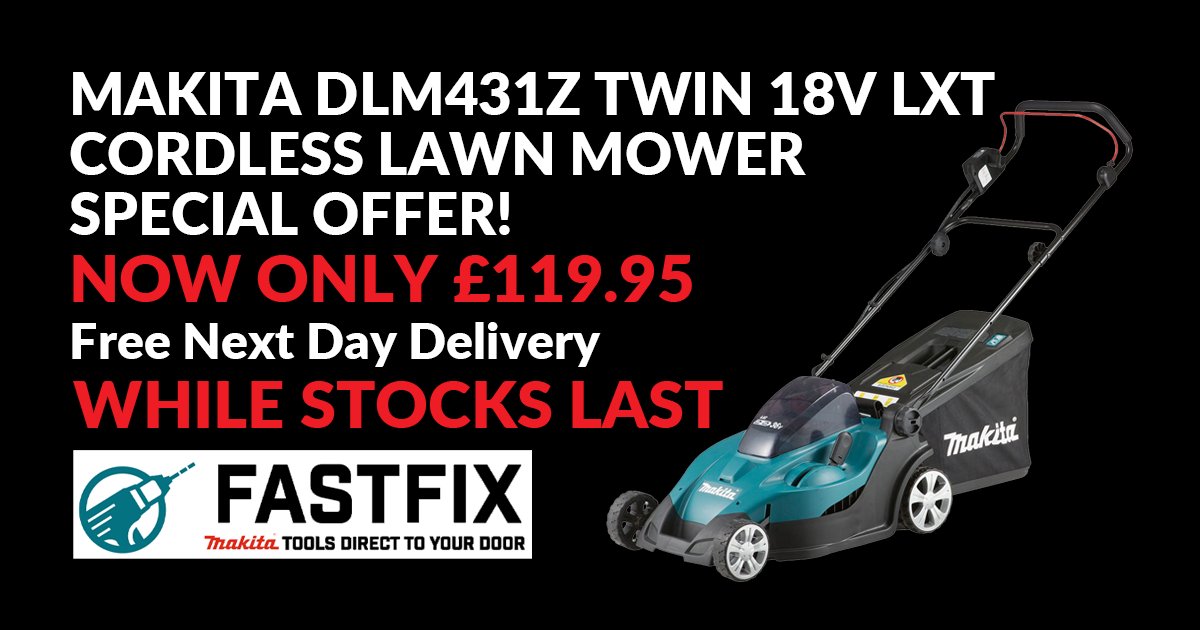 ***MAKITA DLM431Z CORDLESS LAWNMOWER - SPECIAL OFFER!***

💷Now Only - £119.95
🔥Free Next Day Delivery
ℹ️Special Offer While Stocks Last!

fastfix.co.uk/makita-dlm431z…

#makita #makitauk #makitatools #gardentools #gardenmachinery #lawnmower #fastfixbristol #specialoffer #offer