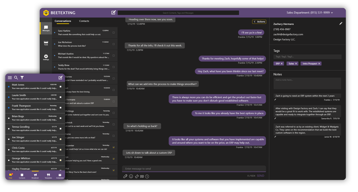 beetextingapp's tweet image. BEETEXTING's team-centric UI helps sales teams communicate with their customers.  When your team is texting with your prospects, they become customers!