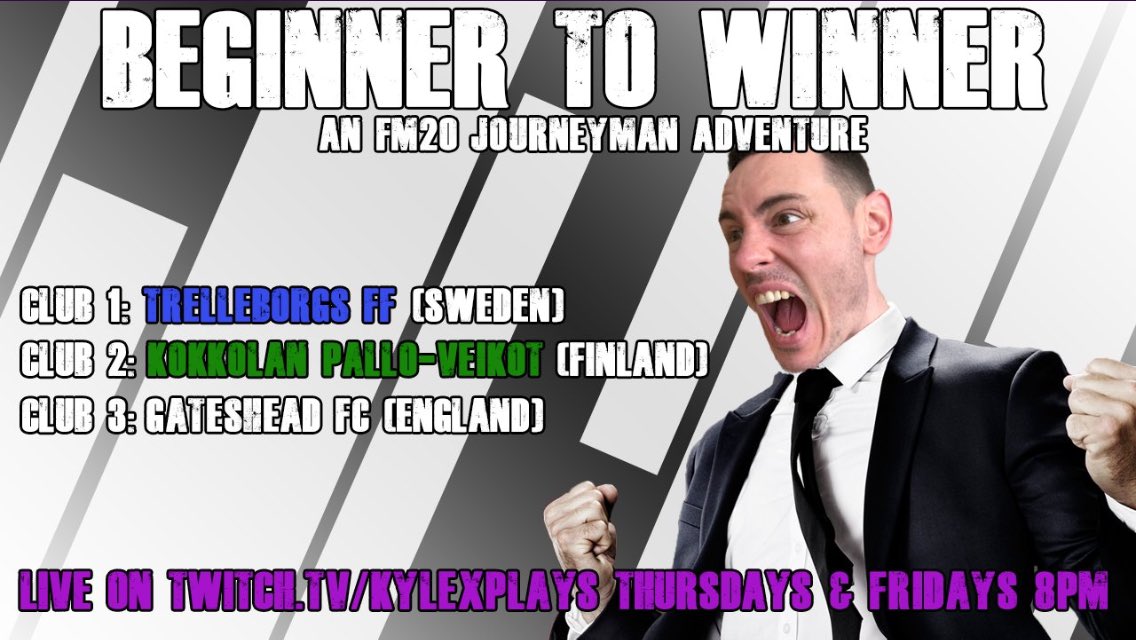 KylexPlays's tweet image. So we are back again tonight with my #FM20 Journeyman Adventure, #BeginnerToWinner. 

We have finally left Scandinavia (for now) 

Come and join me at 8pm on Twitch.tv/KylexPlays as we start out with @GatesheadFC 

#BeThe12thMan @FMCreators @fmc_show