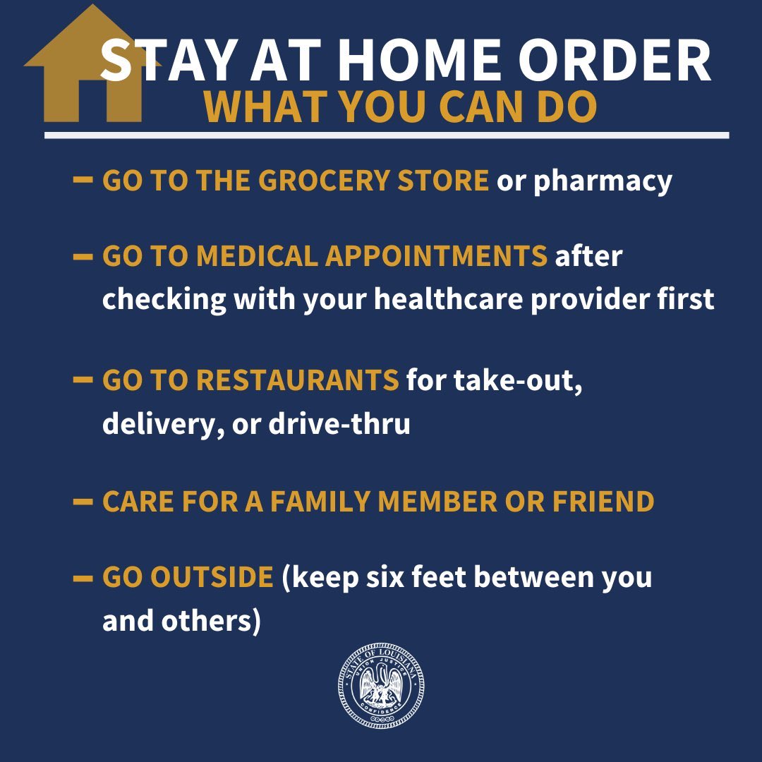 LouisianaGov's tweet image. ICYMI: Yesterday, I formally extended the Stay at Home order until April 30. It is absolutely critical that each Louisianan take this Stay at Home order seriously. Act as if your life depends on it – because it does. 

Do your part. Stay home. Stop the spread. Save lives. #lagov