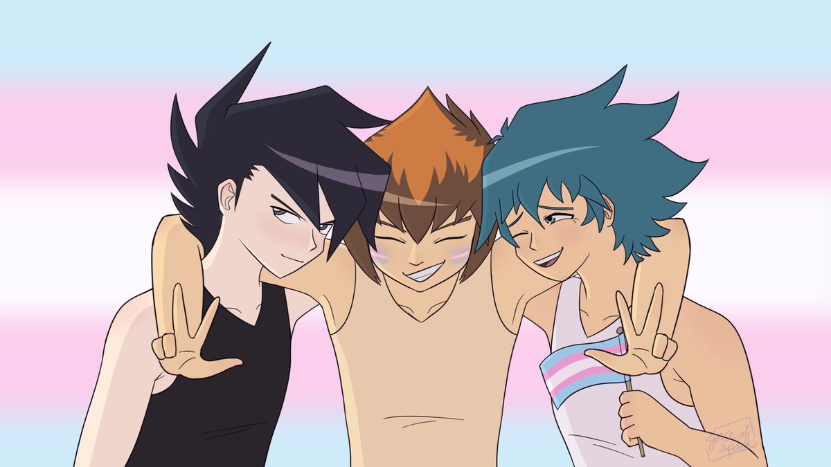 JaceofSpaace's tweet photo. Trans rights, baby!

#yugiohgx #competitorshipping #spiritshipping #rivalshipping #jewelshipping https://t.co/XUbcVshfOB