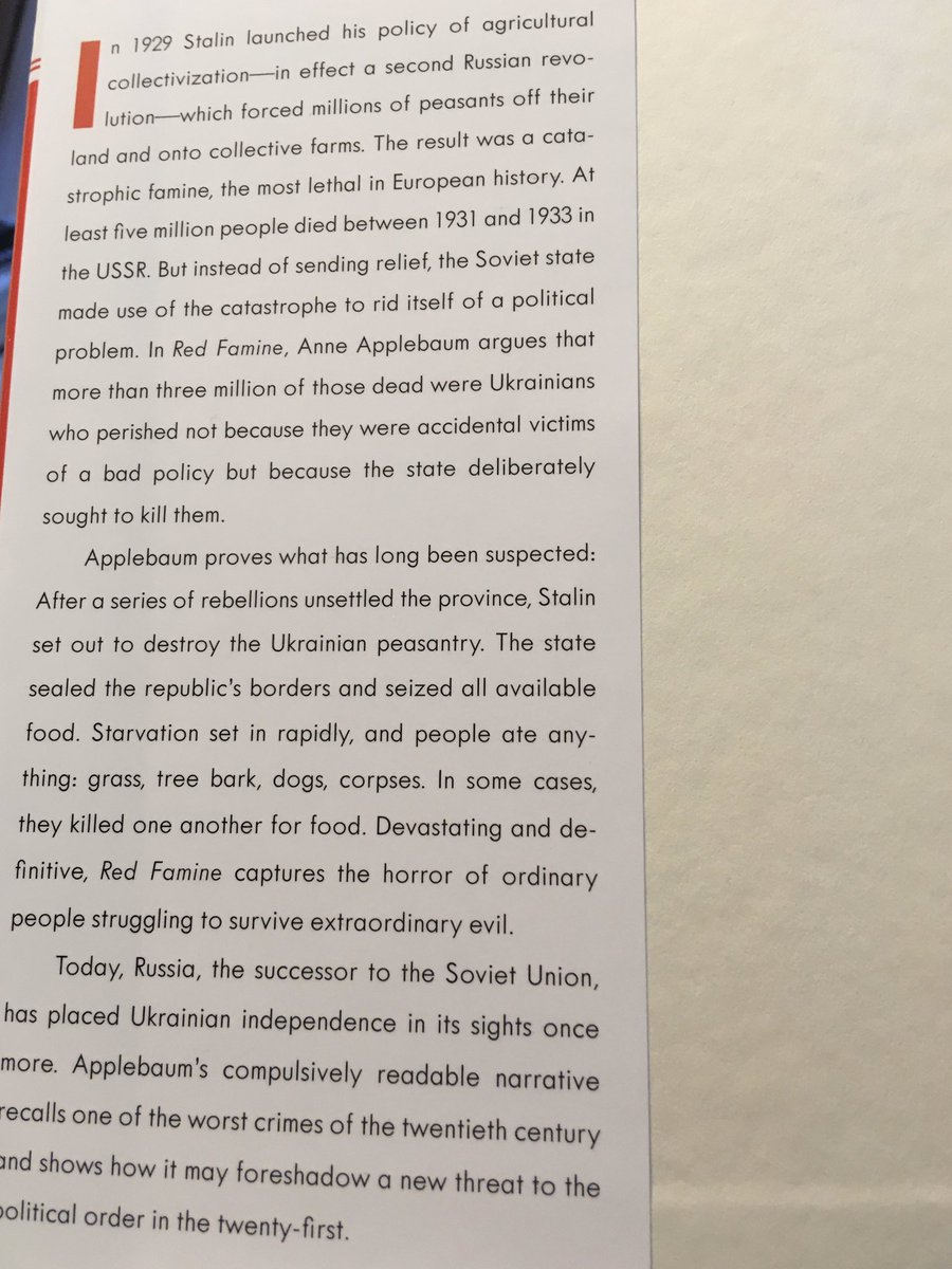 Suggestion for April 3 ... Red Famine: Stalin’s War on Ukraine (2017) by Anne Applebaum.