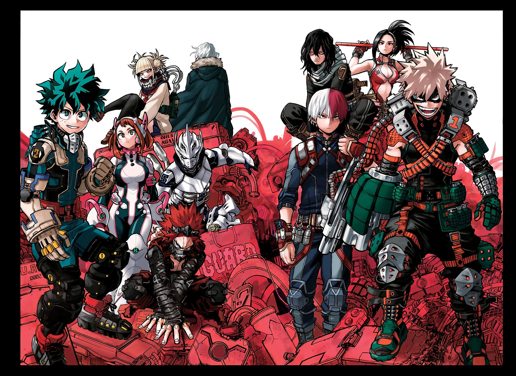 My Hero Academia Chapter 254 Colour Page featuring the top 10 characters of...