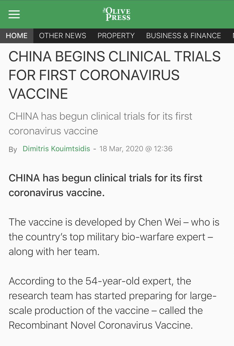 CHINA BEGINS CLINICAL TRIALS FOR FIRST CORONAVIRUS VACCINE  #CandidateVaccine  #COVID19