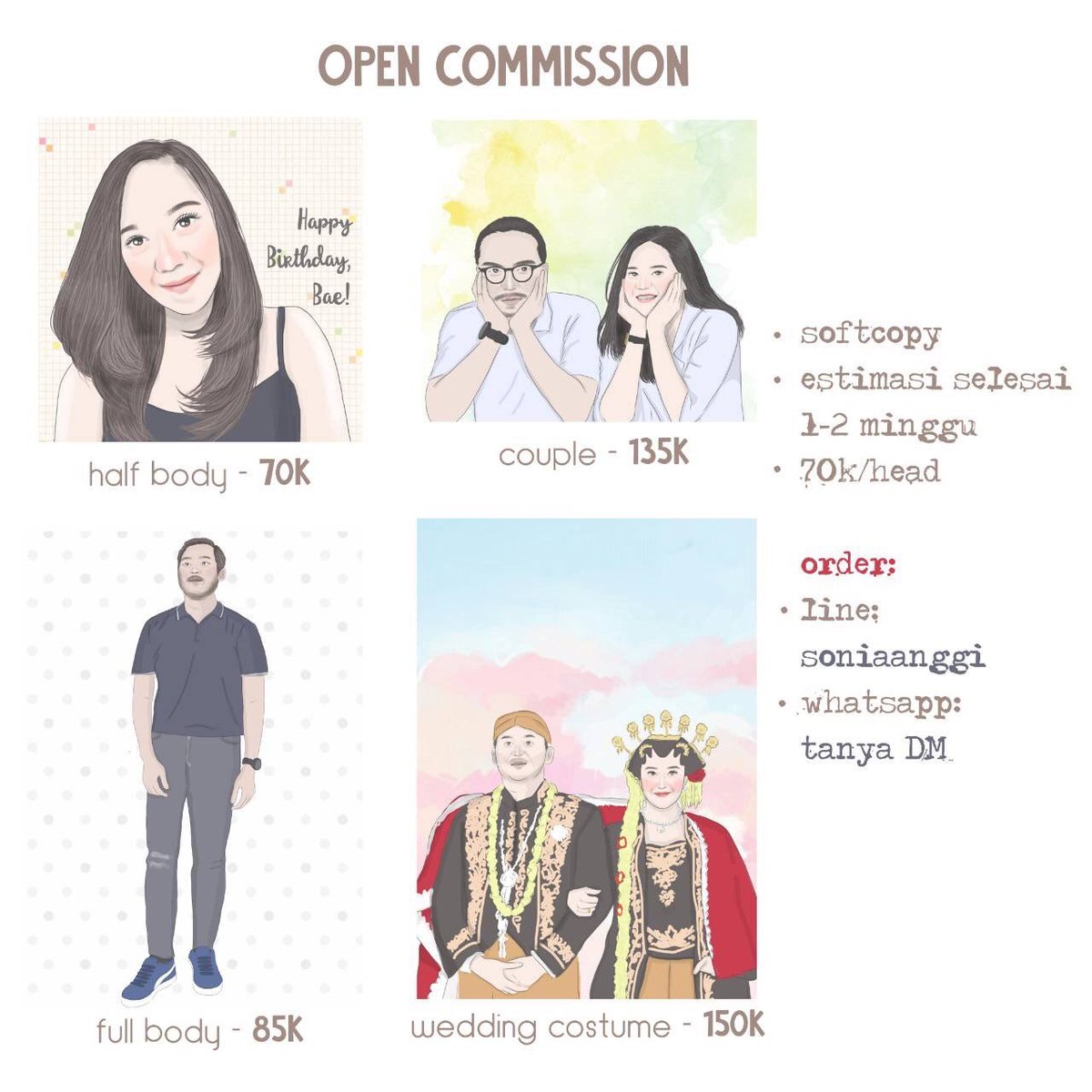 soniaanggi's tweet image. dari kemarin sepiii banget orderan huhu.
ayo dong diorder gambarnya, cuma 120k aja per dua head.
bisa buat dikasih ke orang tercinta, juga bisa buat narsis sendiri dijadiin wallpaper. :p

bantu ritwtitnya ya, hehe :')