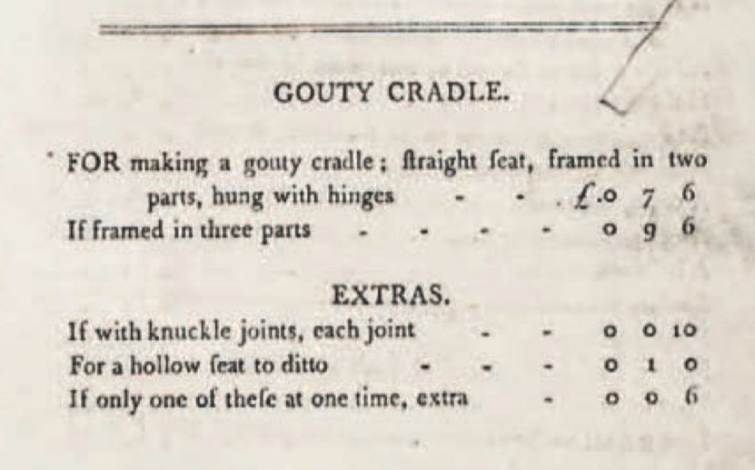 RegFurnSoc's tweet photo. Pricing for a #gout cradle or #stool, 1801 #Cabinet &amp; #Chair Makers’ Norwich Book of Prices. #regionalfurniture #regionalfurnituresociety #Norwich #Cabinetmakers #Chairmakers #antiques #history More at https://t.co/usFYvswZTi https://t.co/xboi4HS7ZP