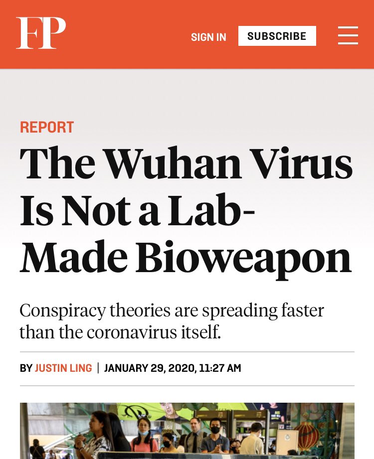 I’m not sure “conspiracy theories are spreading faster than the coronavirus itself” aged particularly well,  @ForeignPolicy