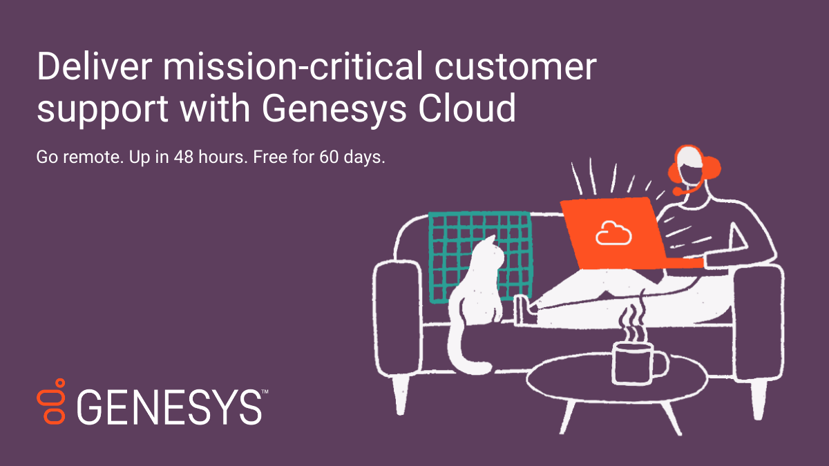 AliCondron's tweet photo. Be there for your customers — and for each other.  

Here's how with @Genesys: https://t.co/Z2hpds5LEw https://t.co/jooKE6GnET
