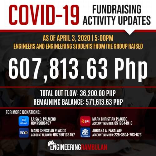 CivilEnggPH's tweet image. GISING KAPWA INHINYERO!!! 👷

OUR OFFICIAL HASHTAG FOR TONIGHT:
#ERCRoadTo1MillionDonation
#EngineeringRambulanCares 

KAYA BA NATIN TO, ENGINEERS? ✊
KAYANG-KAYA! 💯