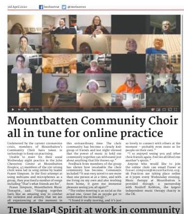 NigelHartleyCEO's tweet photo. Nothing stops our amazing Mountbatten Community Choir Amazing joy and togetherness A real example of what @MountbattenIW @MountbattenHamp is all about #wearenotafraid https://t.co/dubXNUmUe2