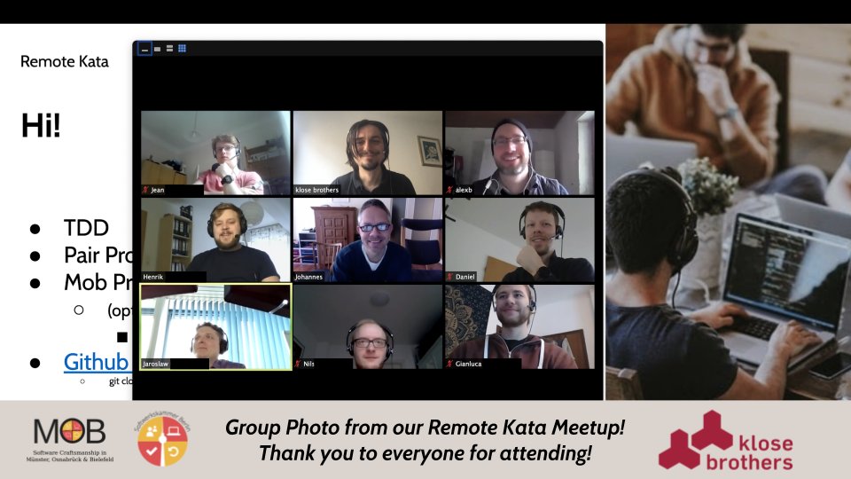 #coding #kata today was awesome! Thanks <a href="/klosebrothers/">klosebrothers</a> for hosting the remote meetup! Keen to join us for the next one? Reach out :-) <a href="/martinklose/">Martin Klose</a> <a href="/swkberlin/">swkBerlin</a>