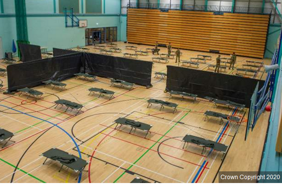 BBC_Cumbria's tweet photo. The Army has released photographs of soldiers from the Duke of Lancaster's Regt, and Royal Engineers, setting up the Penrith temporary hospital. https://t.co/5Ks2ND2zlH https://t.co/ntOBPOG8yI