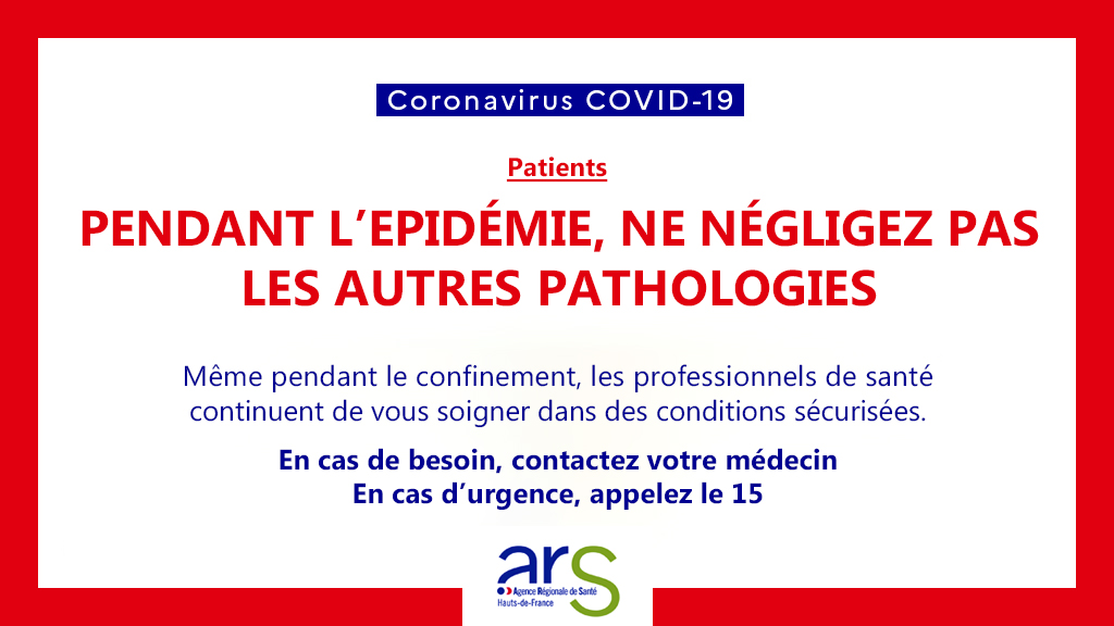 Pendant l'épidémie, n'attendez pas pour vous faire soigner.

➡️Les déplacements pour les soins et traitements ne pouvant être différés ou effectués à distance sont autorisés

⚕️ Les professionnels de santé vous soignent en toute sécurité