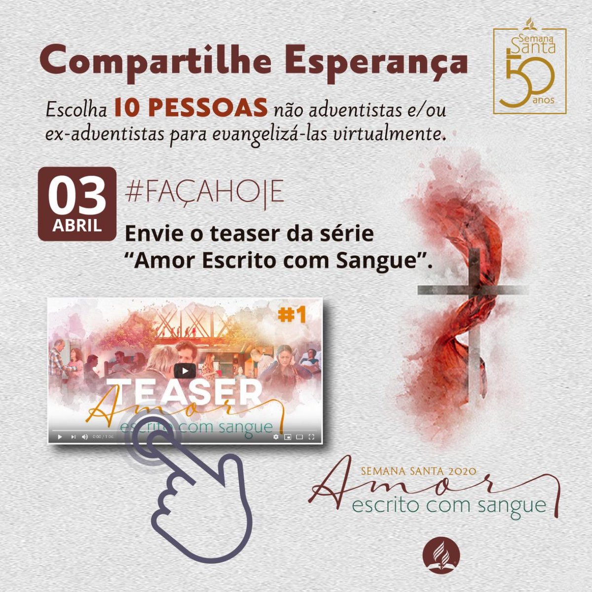 PrLuisGoncalves's tweet photo. Está chegando a hora do @evangelismodsa de #SemanaSanta #AmorEscritoComSangue - Convide os seus amigos! Participe! Será ao vivo pela @tvnovotempo @tvnuevotiempo @radionovotempo @radionuevotiempo @adventistasbrasil @iasdsudamerica @arenadofuturo https://t.co/64rFssL1ux