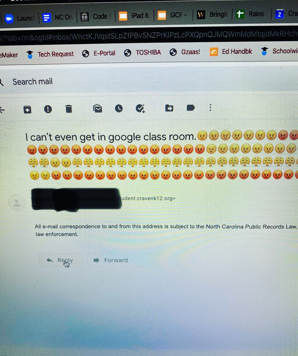 In my inbox yesterday morning from a certain spunky 3rd grader. We feel your pain, little one! #distantlearning #thankscorona