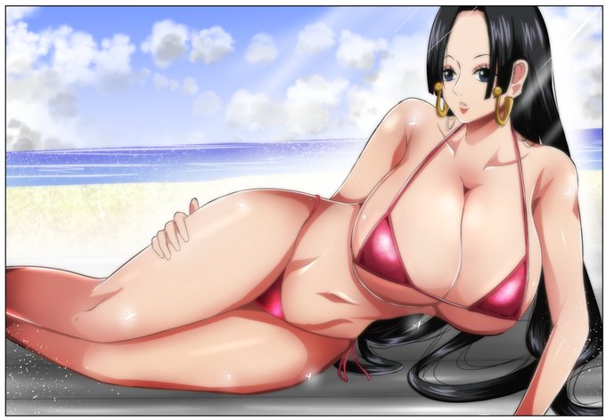 進捗:光沢のあるビキニ。 