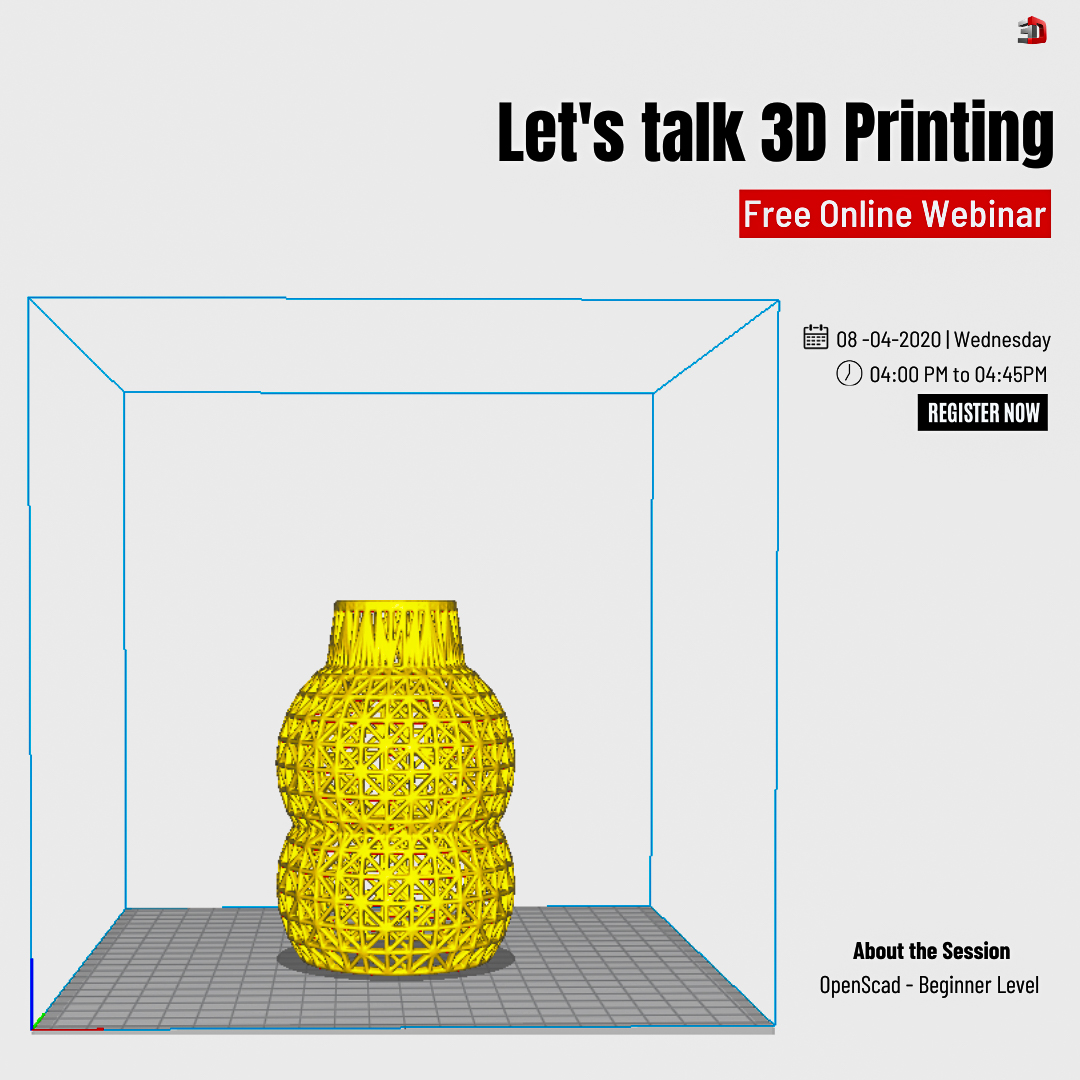 3DingIndia's tweet photo. Online Free Q&amp;A Webinar with @SurenReddyY 

About this session:
OpenScad - Beginner Level

Signup link : https://t.co/AQjAjUIPBP
.
.
.
.
#learnopenscad #cnc #design #art #3ding #3dprintingwebinar #webinar #streaming #live #workshop #3dprinting #3dprinted #3dprint #3dprinter https://t.co/6bbyl22hDA