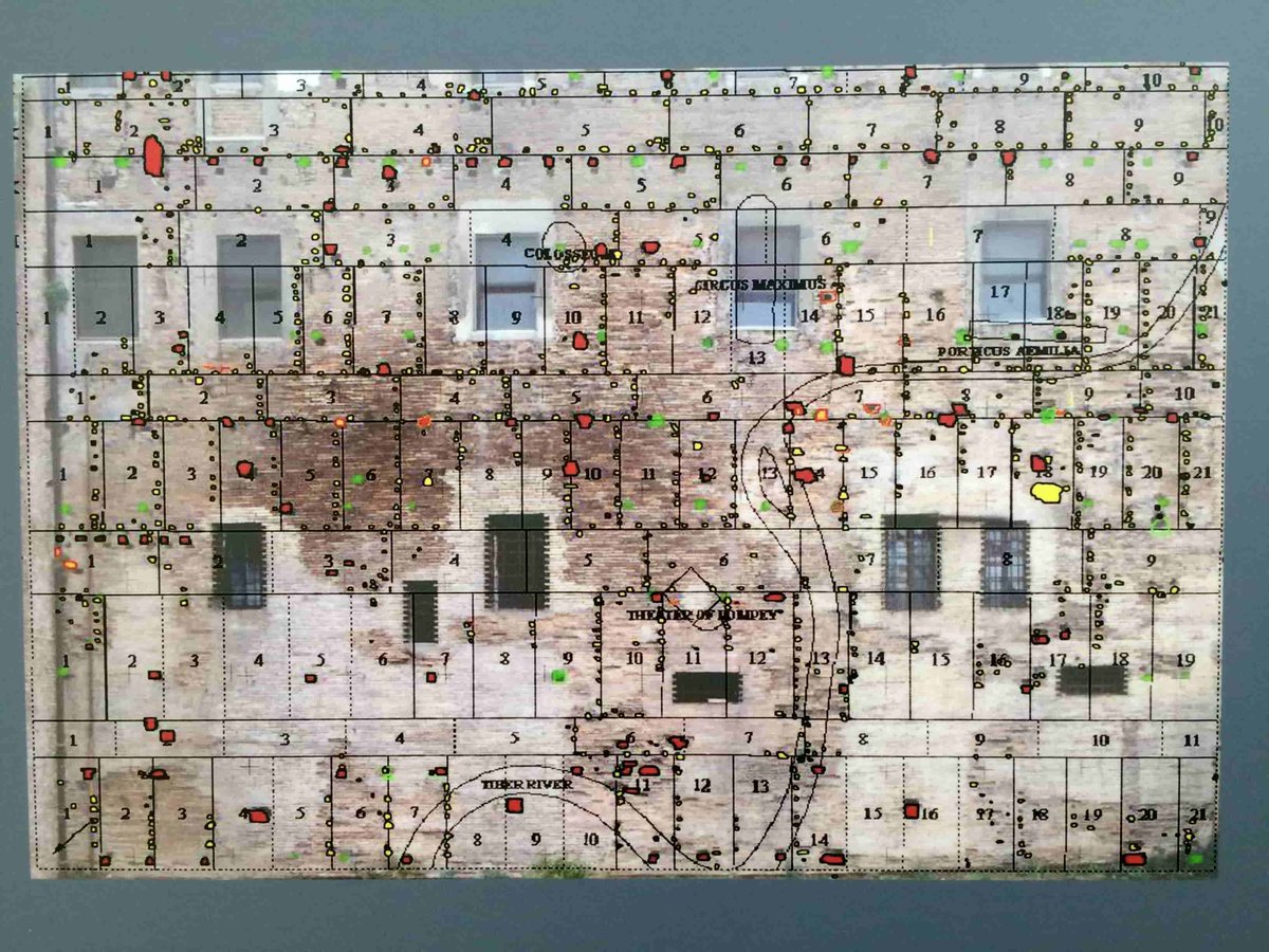 Incredibly, the wall on which the map was mounted still stands today. Experts have even reconstructed the exact placement of the 150 slabs from the holes in the brickwork. Today, around 1000 marble fragments (representing about 10%) of the plan have been recovered.  #LostRome