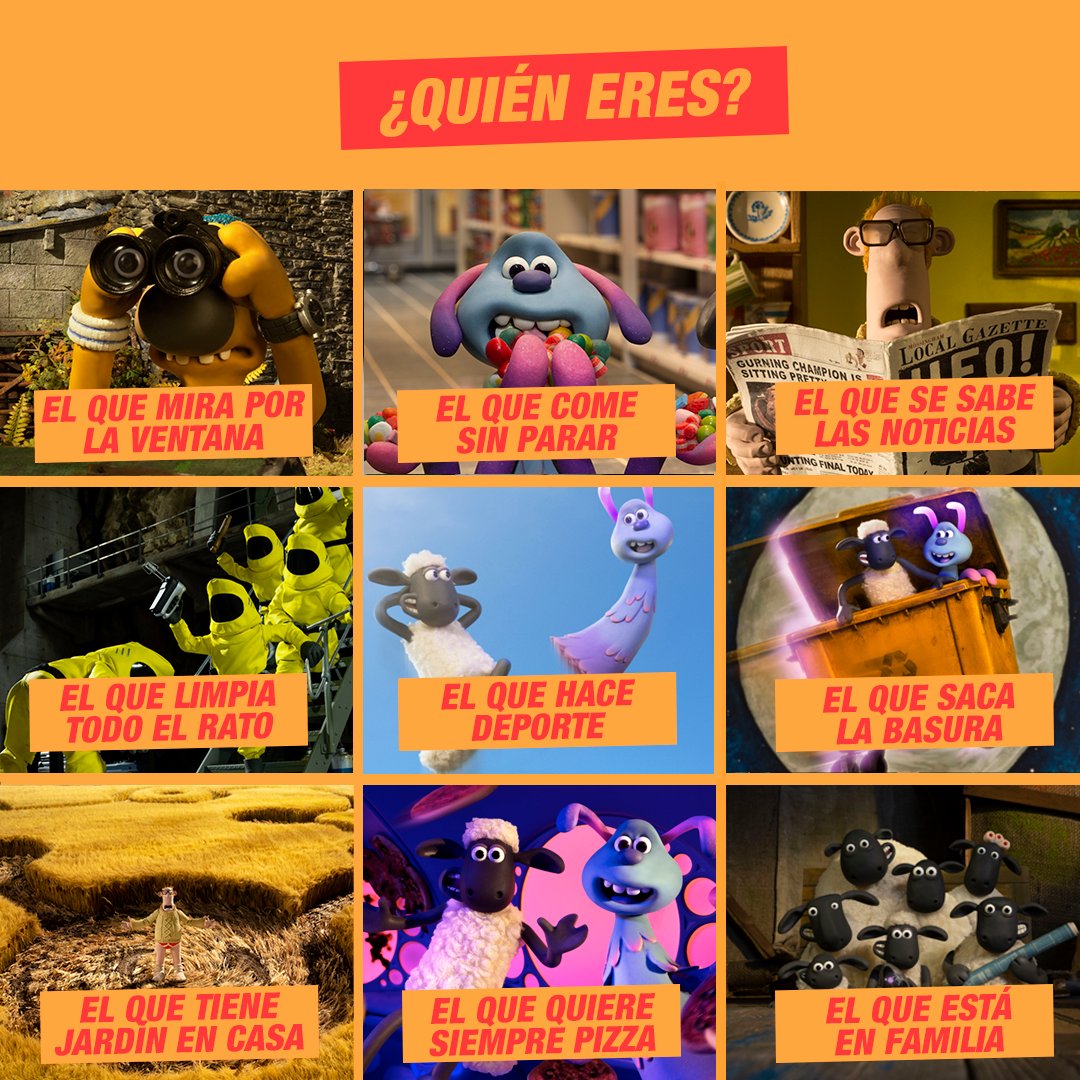 ¿Y tú qué personaje eres estos días? Aprovecha para pasar un día en familia viendo #LaOvejaShaun #Granjaguedon 🐑♥️

Está disponible en: <a href="/MovistarPlus/">Movistar Plus+</a>, <a href="/AppleTV/">Apple TV</a>, <a href="/iTunes/">iTunes</a>, <a href="/RakutenTV_ES/">Rakuten TV España</a>, <a href="/GooglePlay/">Google Play</a>, <a href="/VodafoneTV_es/">Vodafone TV</a> y #SonyPlayStation 

#CineEnCasa