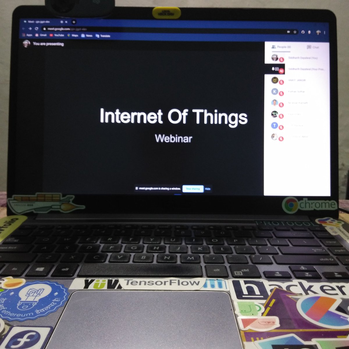 siddharth_hacks's tweet photo. When you are familiar with giving normal talks on various technologies, an online talk is an exception. 🎉

I gave my first Online Talk (Webinar) on Internet Of Things😃

It was great experience indeed✨

#remotetalk #quarantine https://t.co/2t8L6az4Uu