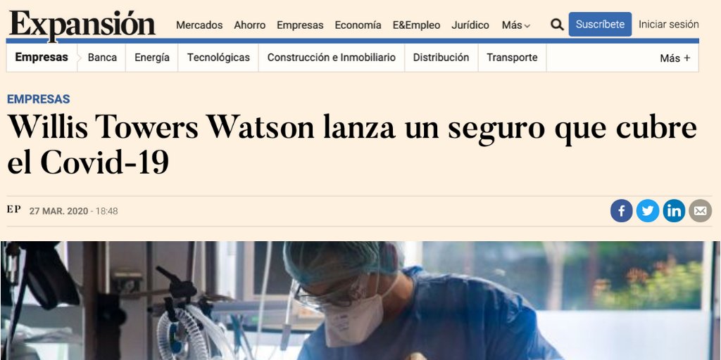 Desde <a href="/WTWcorporate/">WTW</a> Iberia hemos lanzado una solución para cubrir a los afectados del Covid-19, con ayuda psicológica y otras prestaciones. Espero ayude! #COVID19 #COVIDー19 
expansion.com/empresas/2020/…