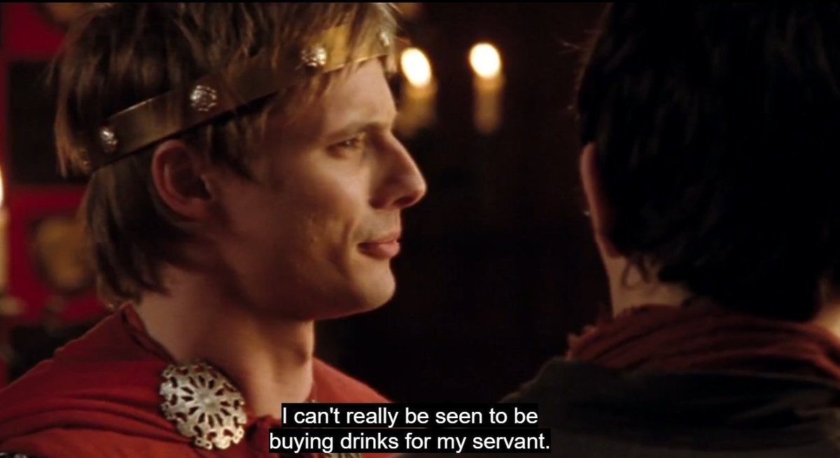 can we talk about this tho??? apart from the fact that this is the closest to apologising arthur can get, but... merlin saying "buy me a drink"?????what a shameless flirt