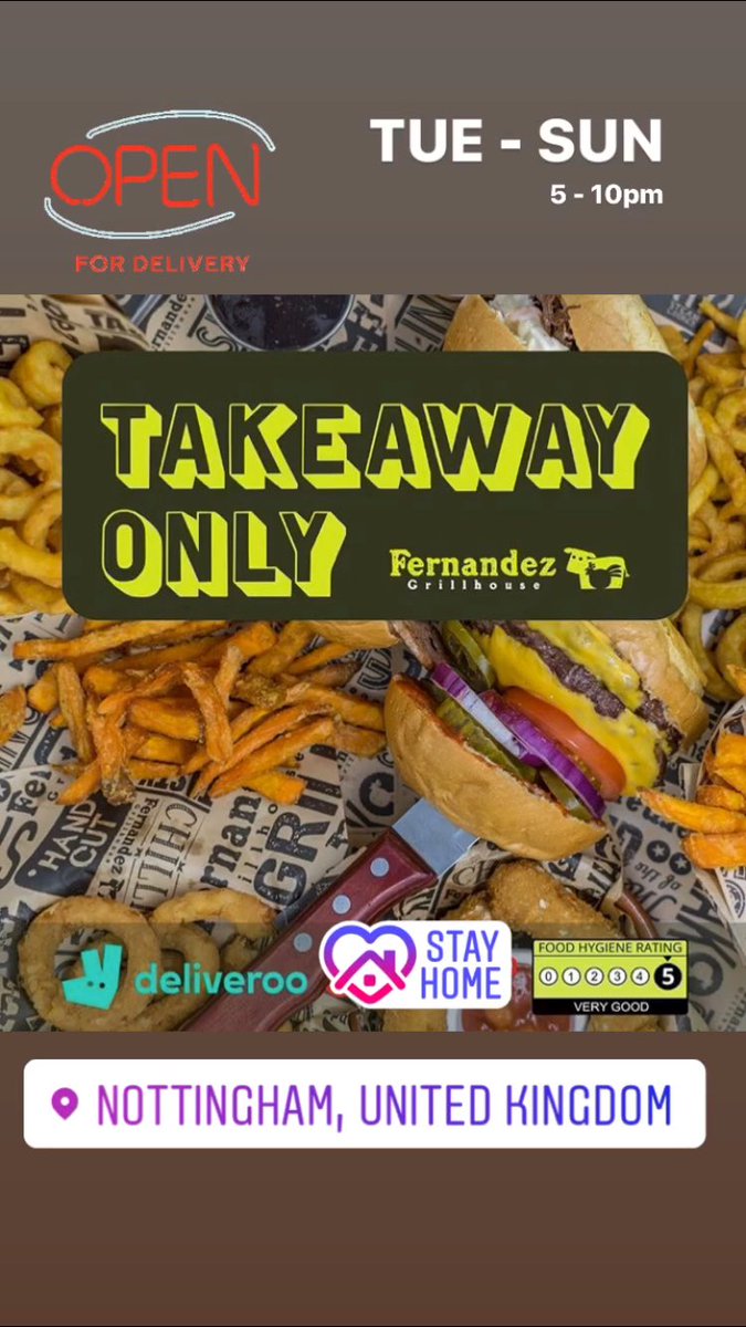 You can still enjoy your favourite food. 
We are open for Delivery service.
#fancyfernandez #loughborough #leicester #nottingham #deliveroo #justeat #fernandezapp #delivery #Takeaway #stayhome #BeSafe