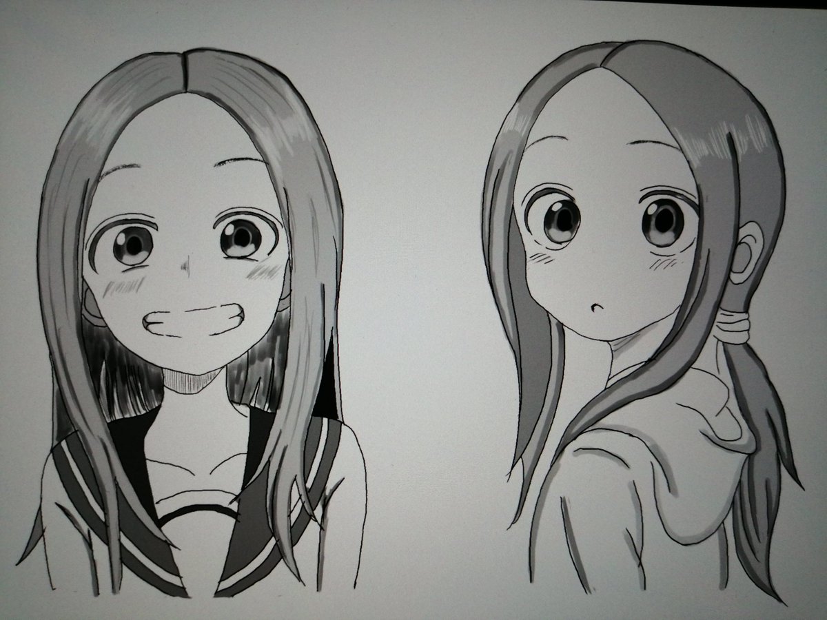 ひかるファン モノクロで描いた高木さん いい感じに模写できました からかい上手の高木さん 模写 デジタルイラスト ひかるファン モノクロで描いた高木さん いい感じに模写できました からかい上手の高木さん 模写 デジタルイラスト