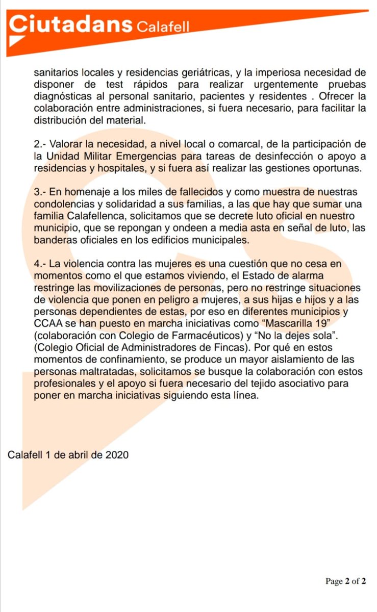 🍊 <a href="/CiutadansCs/">Ciutadans</a> #Calafell AMPLIAMOS #MEDIDAS #SANITARIAS, #SOCIALES y #ECONÓMICAS a las ya aportadas en marzo para ayudar a minimizar el impacto del #Covid_19
👨 👩Te dejamos 📄el paquete total de medidas🍊 que nuestro portavoz <a href="/JoseMnlTejedor/">Jose Manuel Tejedor</a> le ha entregado al gobierno local👇