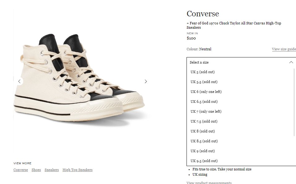 fear of god converse sizing