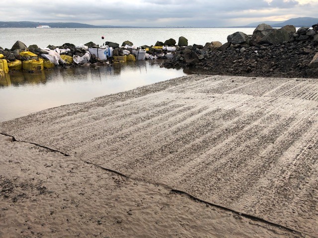 carrickfergussc's tweet photo. Progress has been made on our slipway, however work has been halted for the time being. Looking to the future we have 4 RS Quba’s loaded up for transportation and hope they arrive soon. The Club and its grounds remain closed. If our members need support, please contact us. https://t.co/cPzzPWKQPy