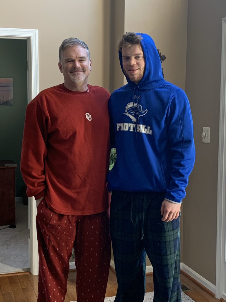 RobinsonSSNews's tweet photo. Dr. Turner and one of his boys are showing #ramspirit on #pjday! #adminedition @Robinson_SGA @Region4FCPS https://t.co/6a25cOoatD
