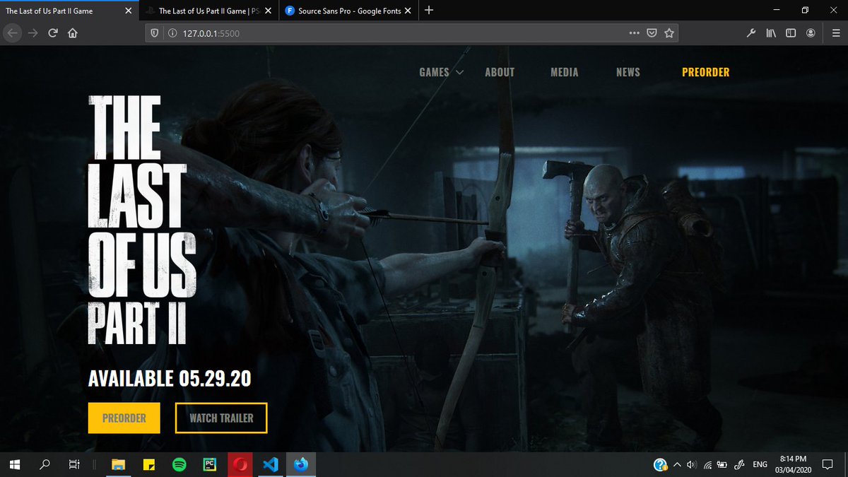 Day 5 of   #100DaysOfCode - Almost finished with the CSS Grid Course by  @wesbos but still need more practice to digest things.- I tried to recreate the tlou2 landing page using css grids but it made me realize that I need to learn more about the subject.