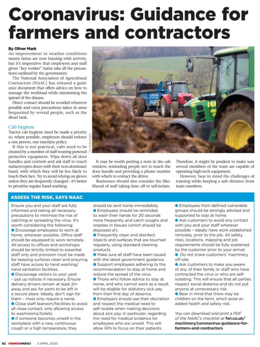 JHDuffin_sons's tweet photo. Thank you @FarmersWeekly for featuring our machinery in the this weeks edition talking about #CoronavirusPandemic and how to #staysafe #keyworkers #FeedTheNation https://t.co/VKu6PQaSkn