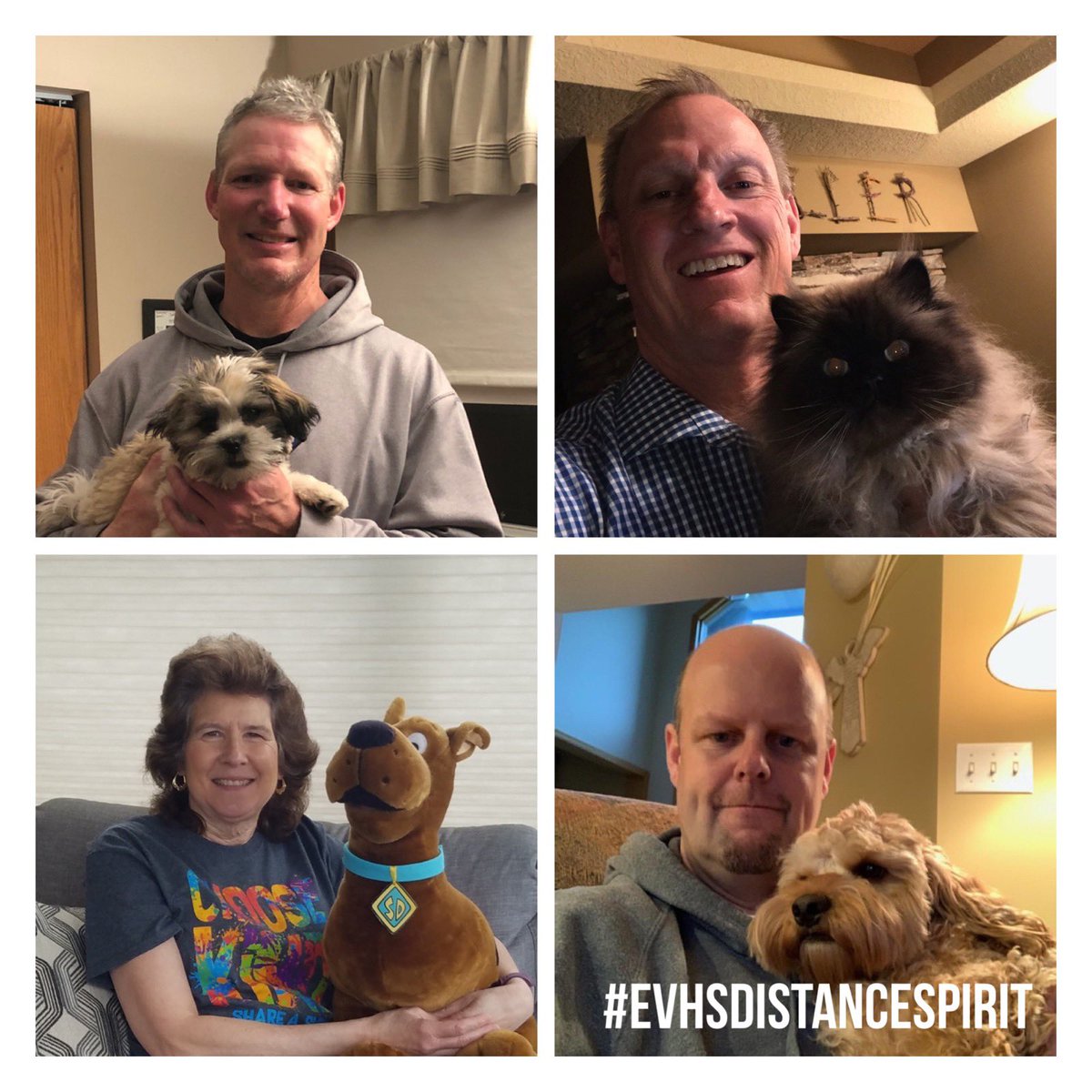 EVHSAthletics's tweet photo. Happy Friday Fun Day EVHS! Be sure to post your pictures with your pets or stuffed animals on “Take your pet to work/school day” during Distance Learning! https://t.co/RlPULpHXum