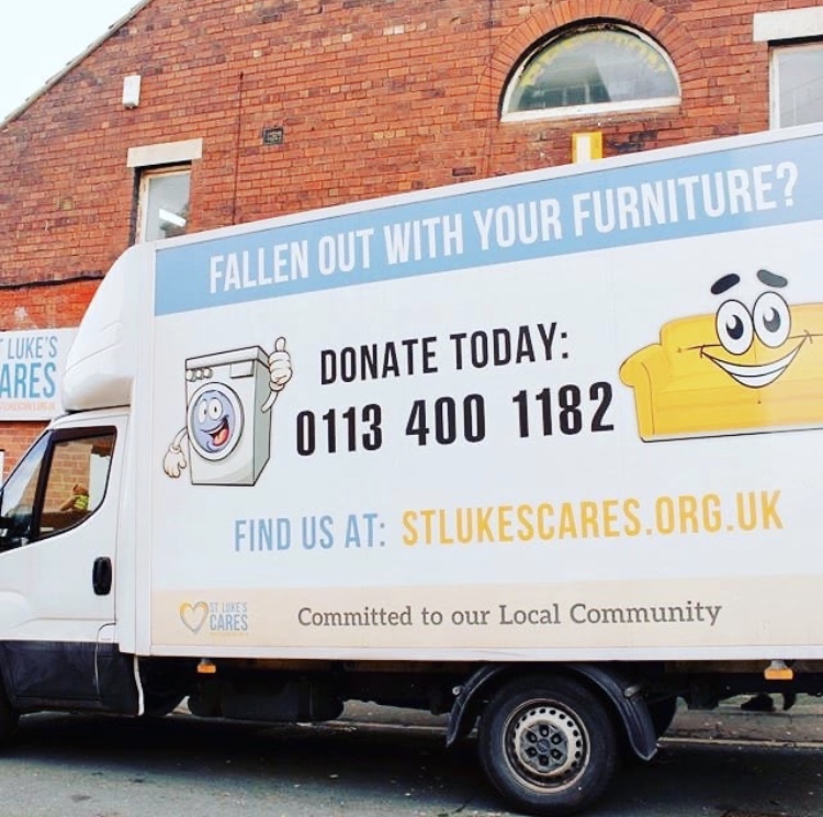 stlukes_cares's tweet photo. Glad to be able to re-purpose our mighty furniture van for food collection and deliveries, supporting some of the most vulnerable in our community - if you see it out on the road give it a toot! Thank you to the wonderful @SlungLow for co-coordinating such a fantastic response. https://t.co/wuYe6wjGJo