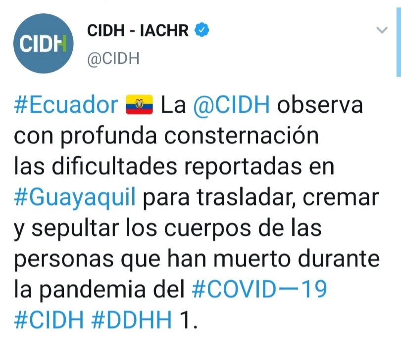 ElDaulenoTv's tweet photo. #URGENTE

la @CIDH realiza el seguimiento de los protocolos de manejo de cadáveres en el #Ecuador durante la #pandemia #COVID2019Ec https://t.co/98NNNZ7k84