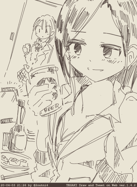 金曜宅飲み姉 #tegaki_dt 