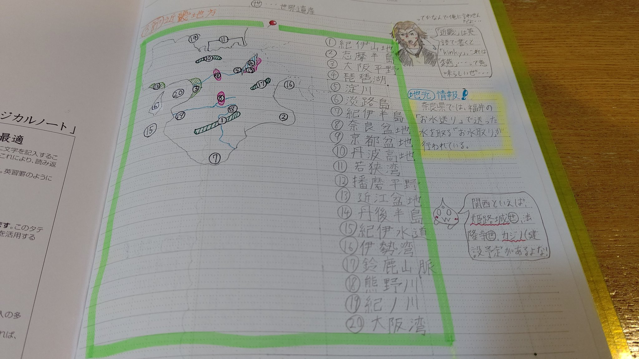 らすきーならすく やばい 地理 もう北海道までやったのに ノート のまとめが まだ 近畿地方 なんですが 絵とか描いてるからだよ T Co Rq7qat0z7w Twitter