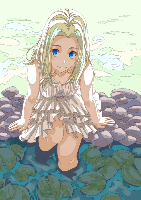 「水辺」
#オリジナルイラスト 
