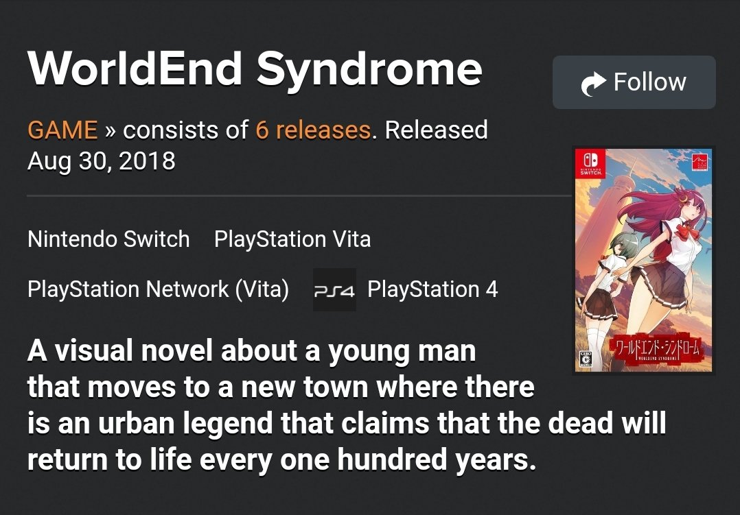 World End Syndrome, Visual Novel