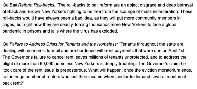 On rollbacks to bail reform and failure to help renters: